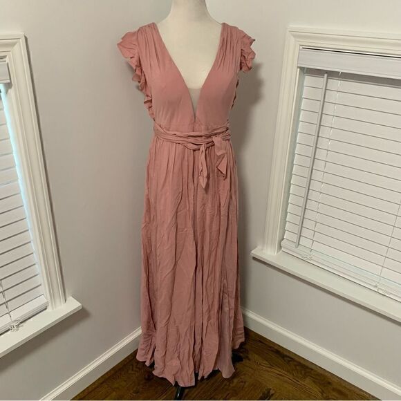 Azazie Aruba Blush Pink Maxi Dress Sz 10 - Picture 5 of 8